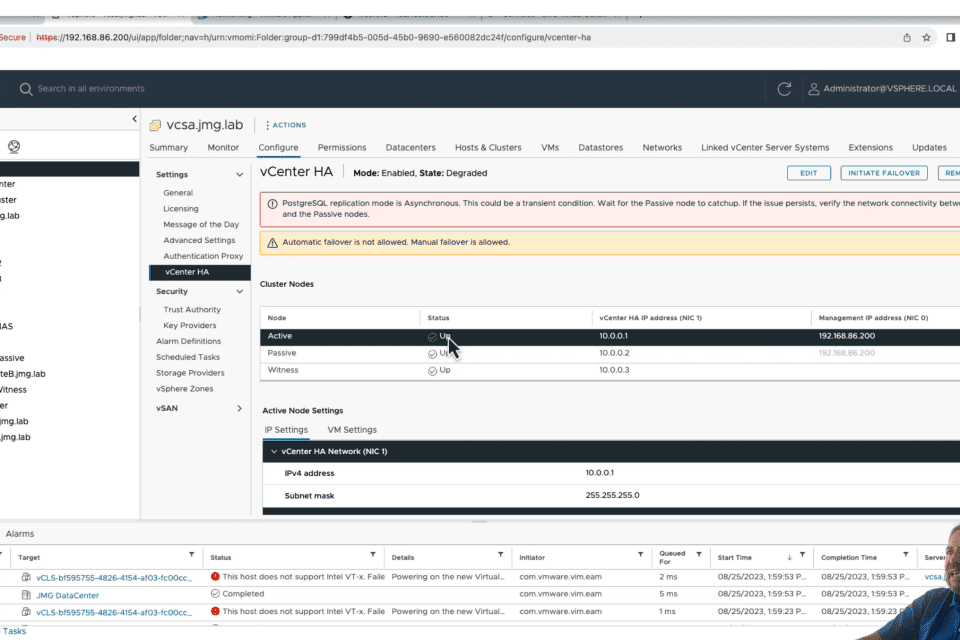 VMware vCenter Configuración HA