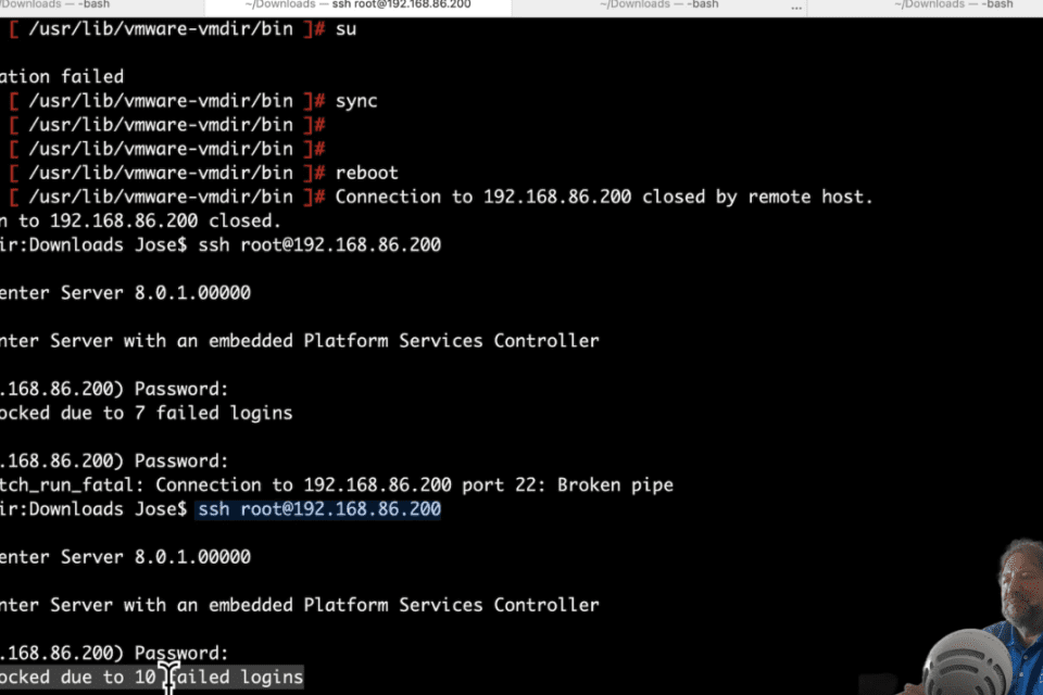 cambio contraseña root vCenter