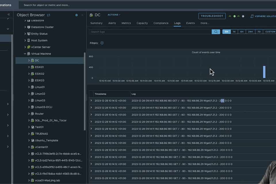 VMware Aria Operations y Log Insight para analisis de logs